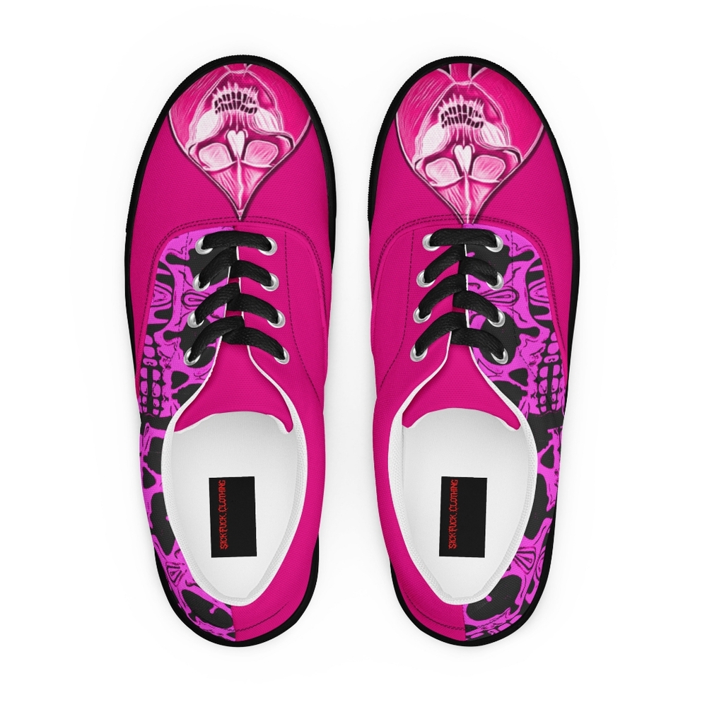 Pink Skull Design Women's Sneakers